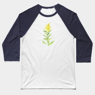 Goldenrod Loose Watercolor Wildflower Illustration Baseball T-Shirt